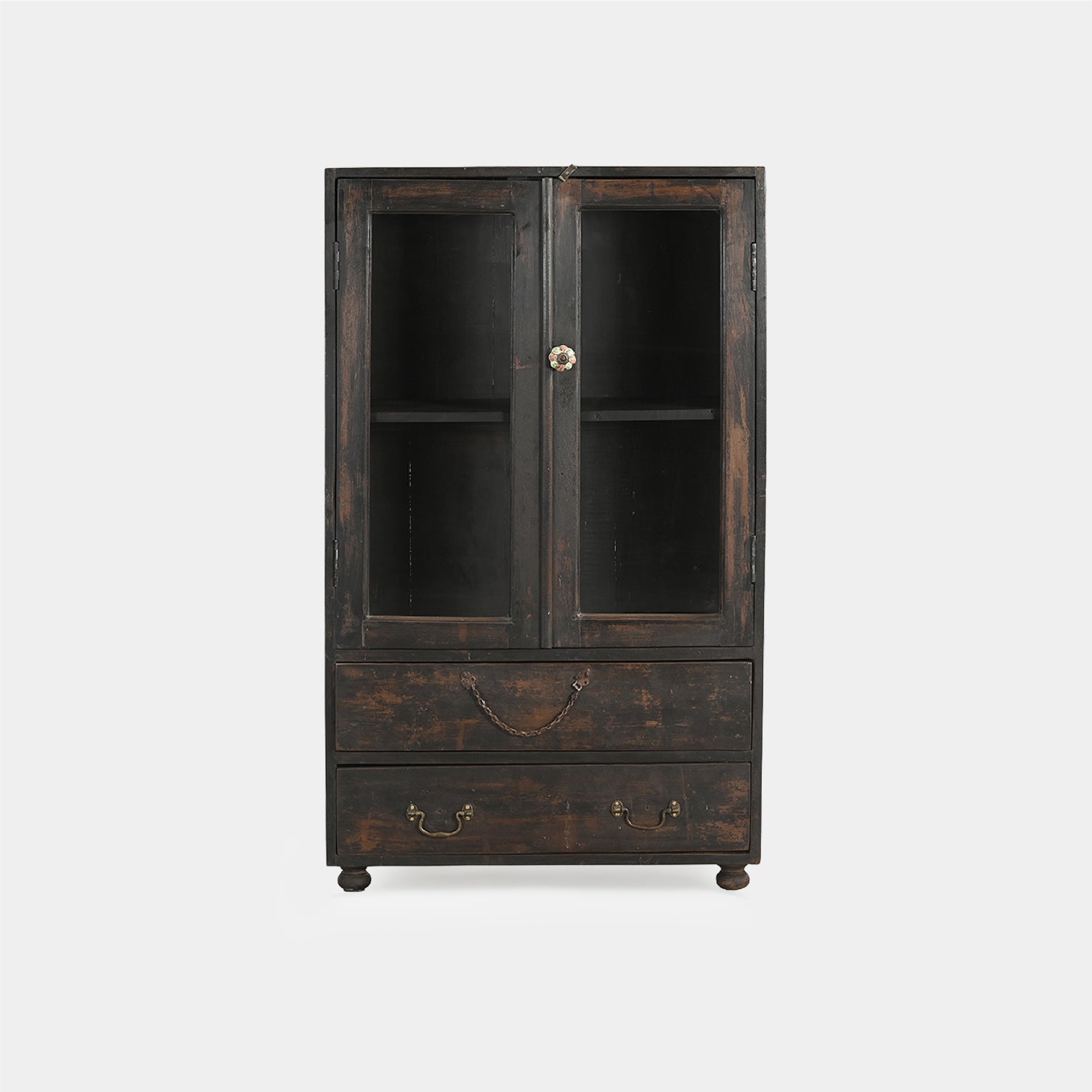Vitrina 2 Puertas 2 Cajones Madera