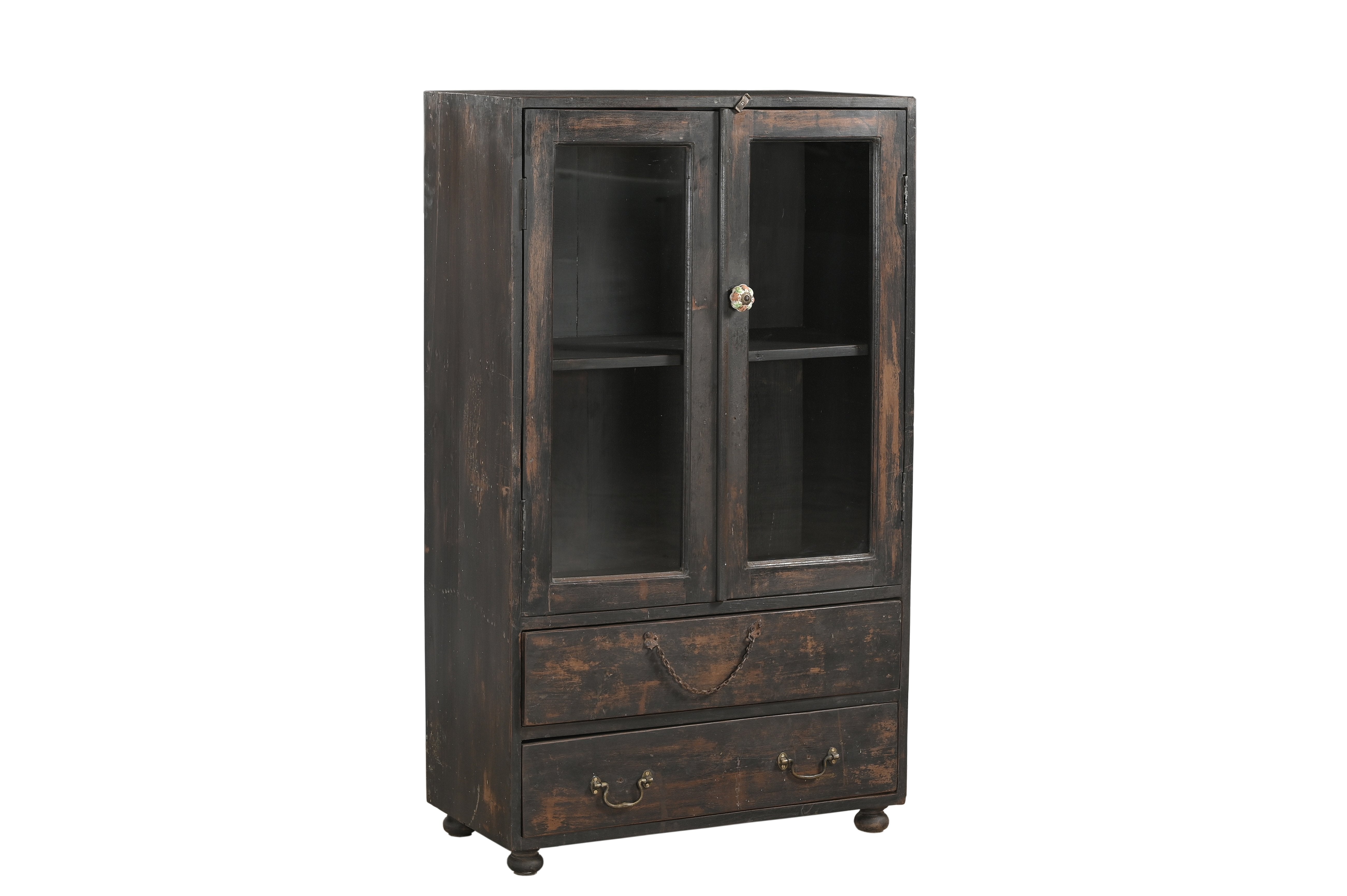 Vitrina 2 Puertas 2 Cajones Madera