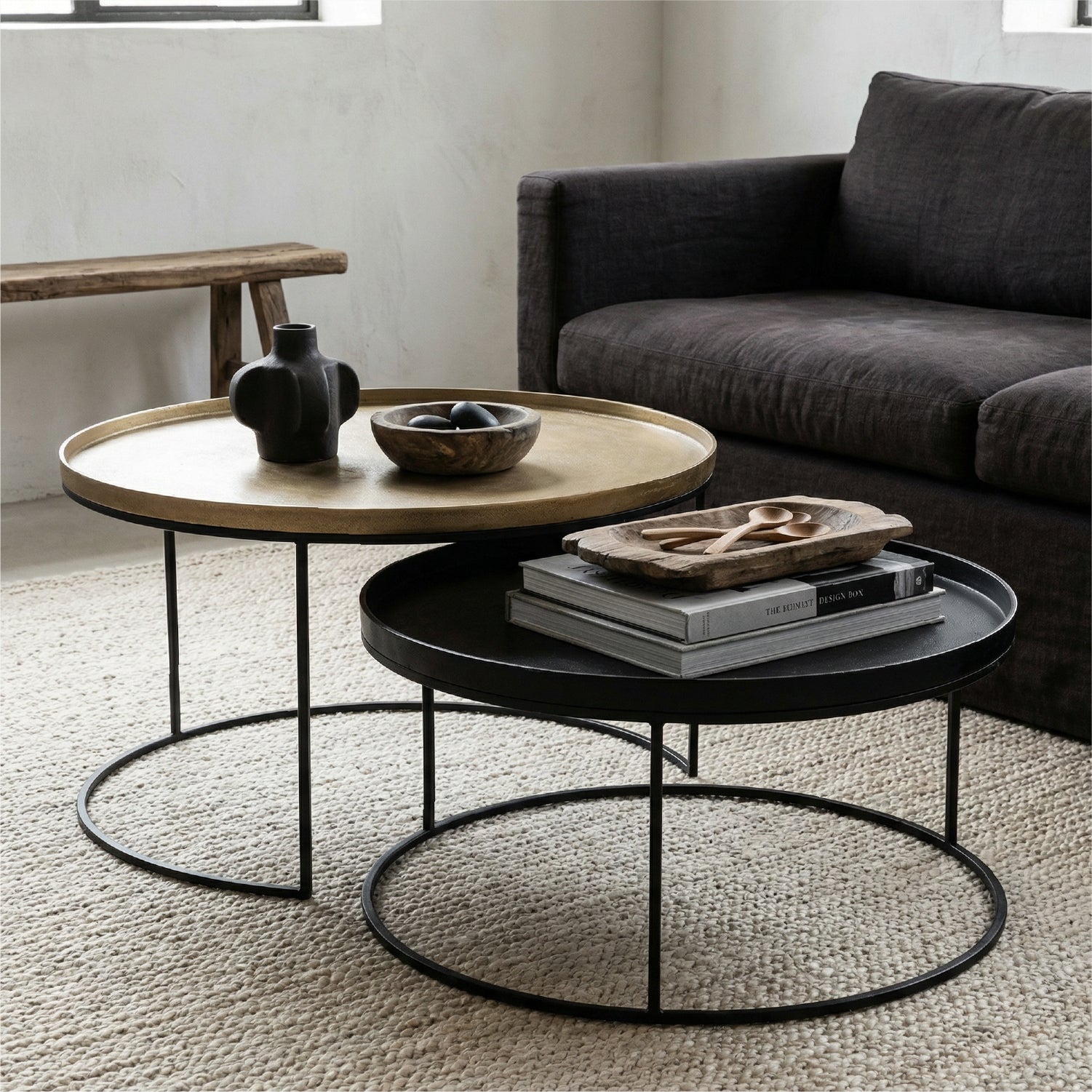 Mesa Centro Duncan Circular Doble Brass