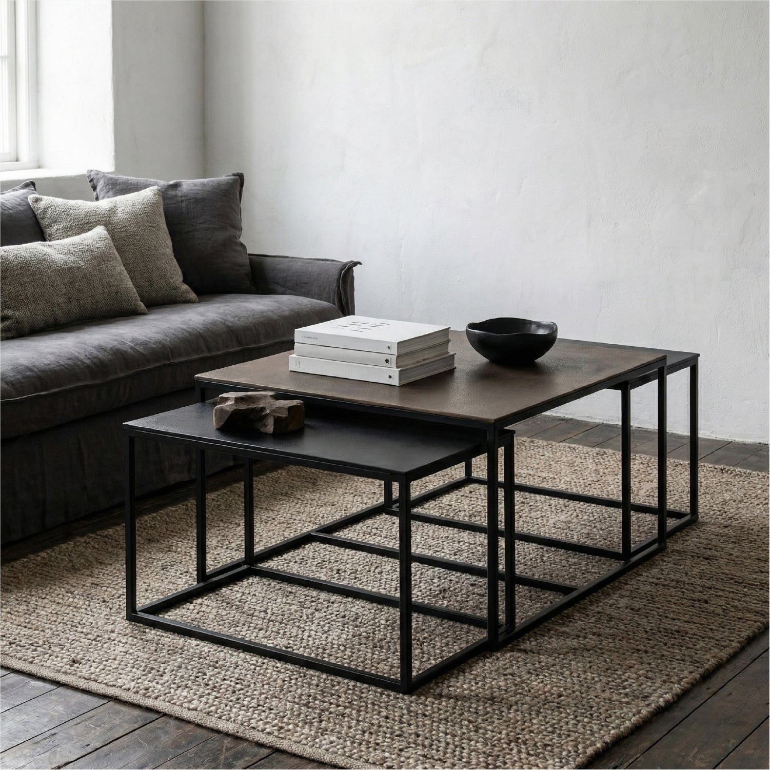 Mesa Centro Reid Trio Brass Antique