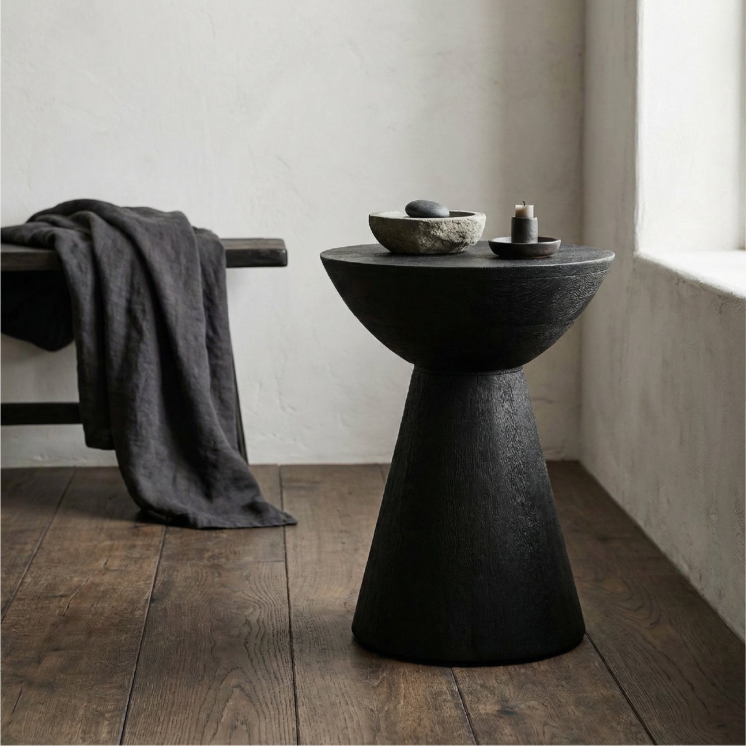 Mesa Lateral Maci Madera Negro Mate