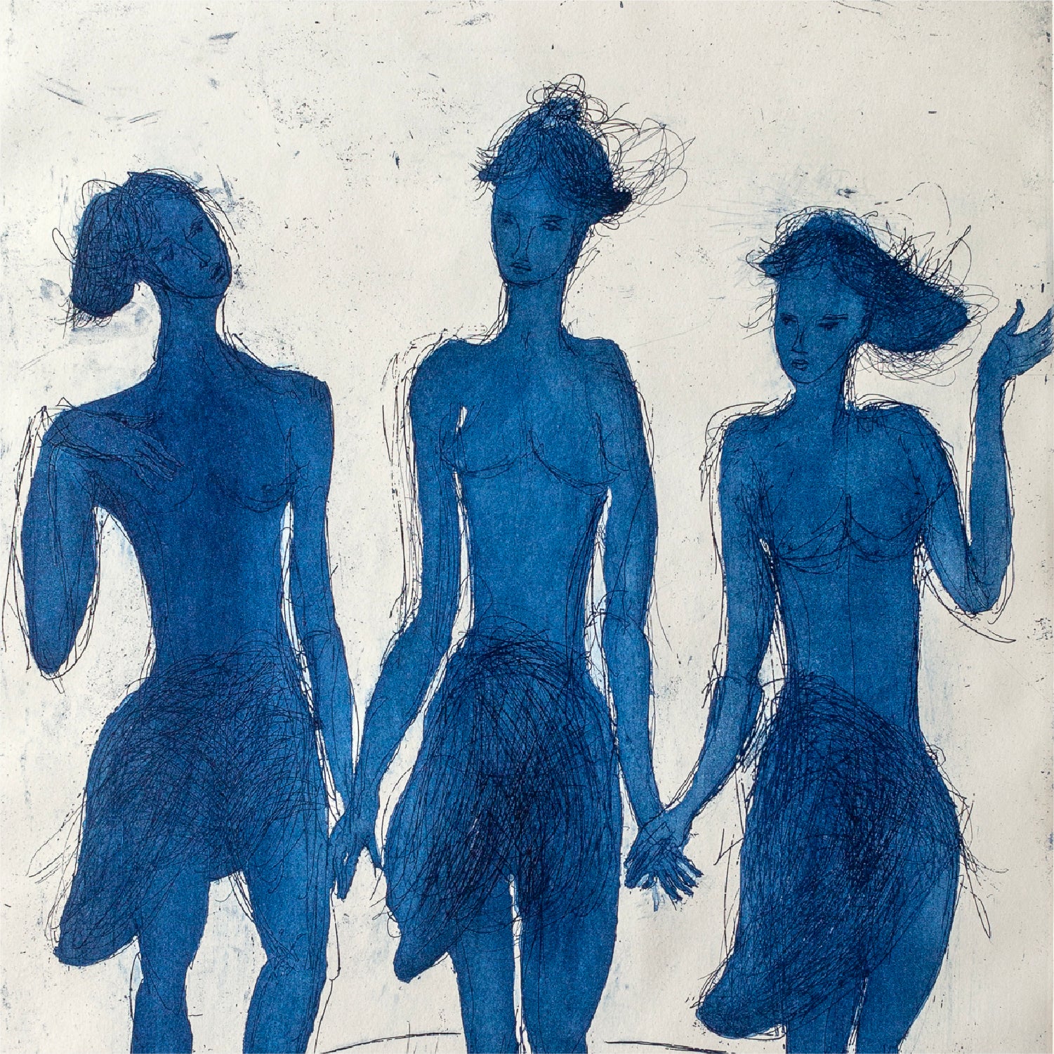 ALFREDO ECHAZARRETA Trois Soeurs En Bleu
