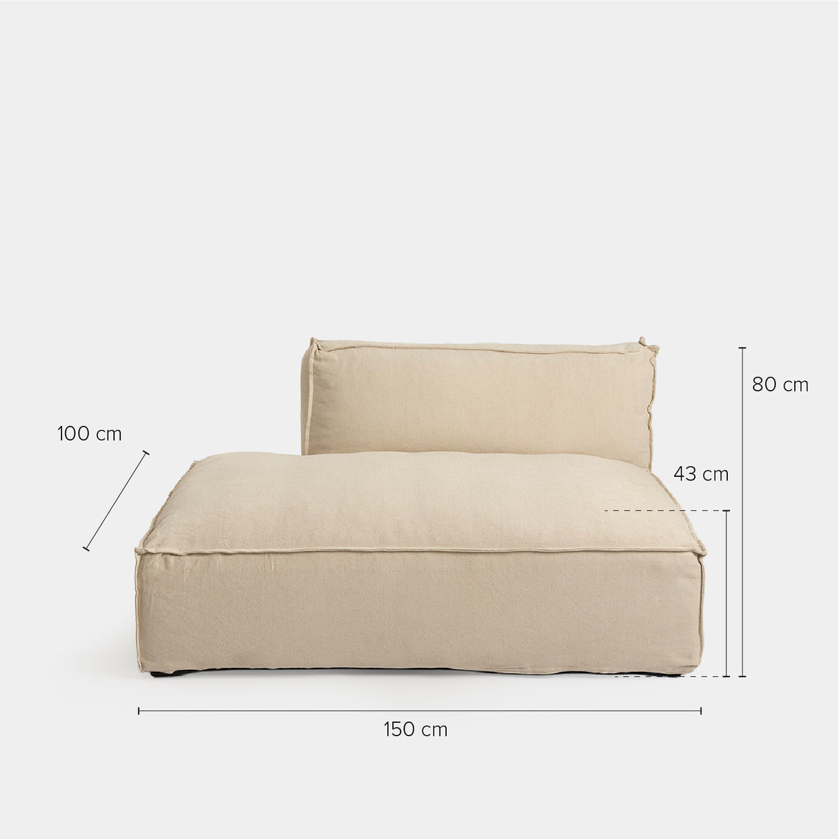 Sofa Seccional Cube Armless Der. Crudo