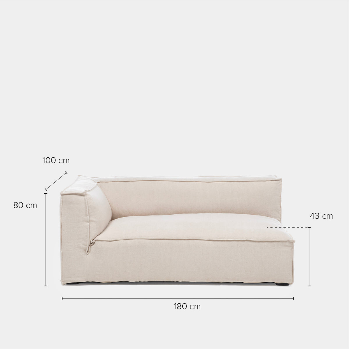 Sofa Seccional Cube One Arm Der. Crudo
