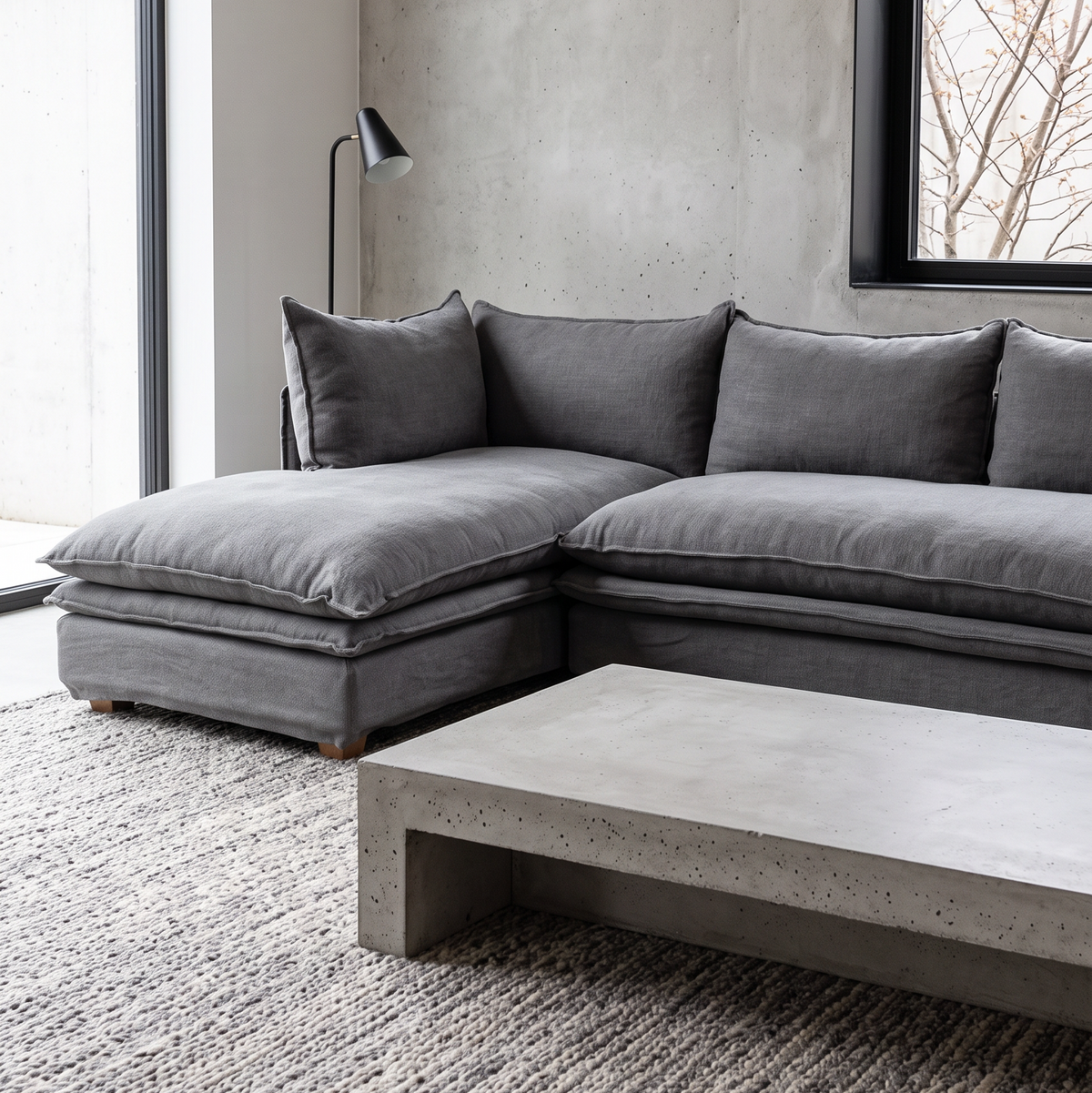 Sofa Seccional Radley M Der. Acero