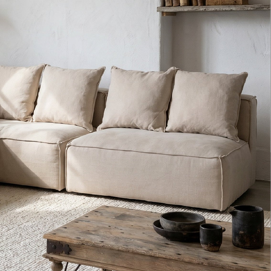 Sofa Seccional Miles Armless Beige